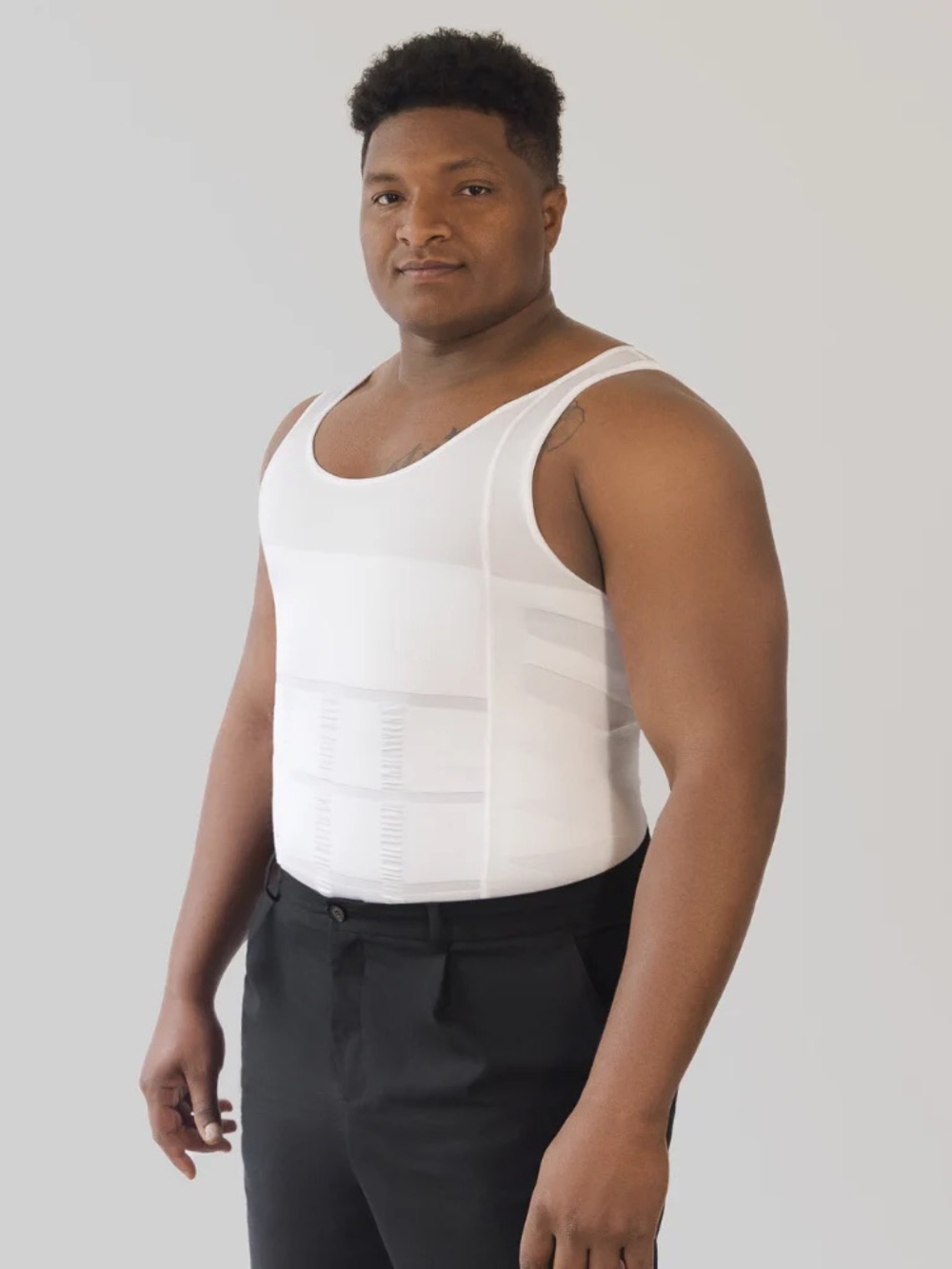 Shaperluv Slim Compression Tank Top Shapewear Black Men’s Body Sculpting Shaper - Picture 5 of 10